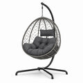 Sillón colgante de metal con cojines en color gris para interior y exterior