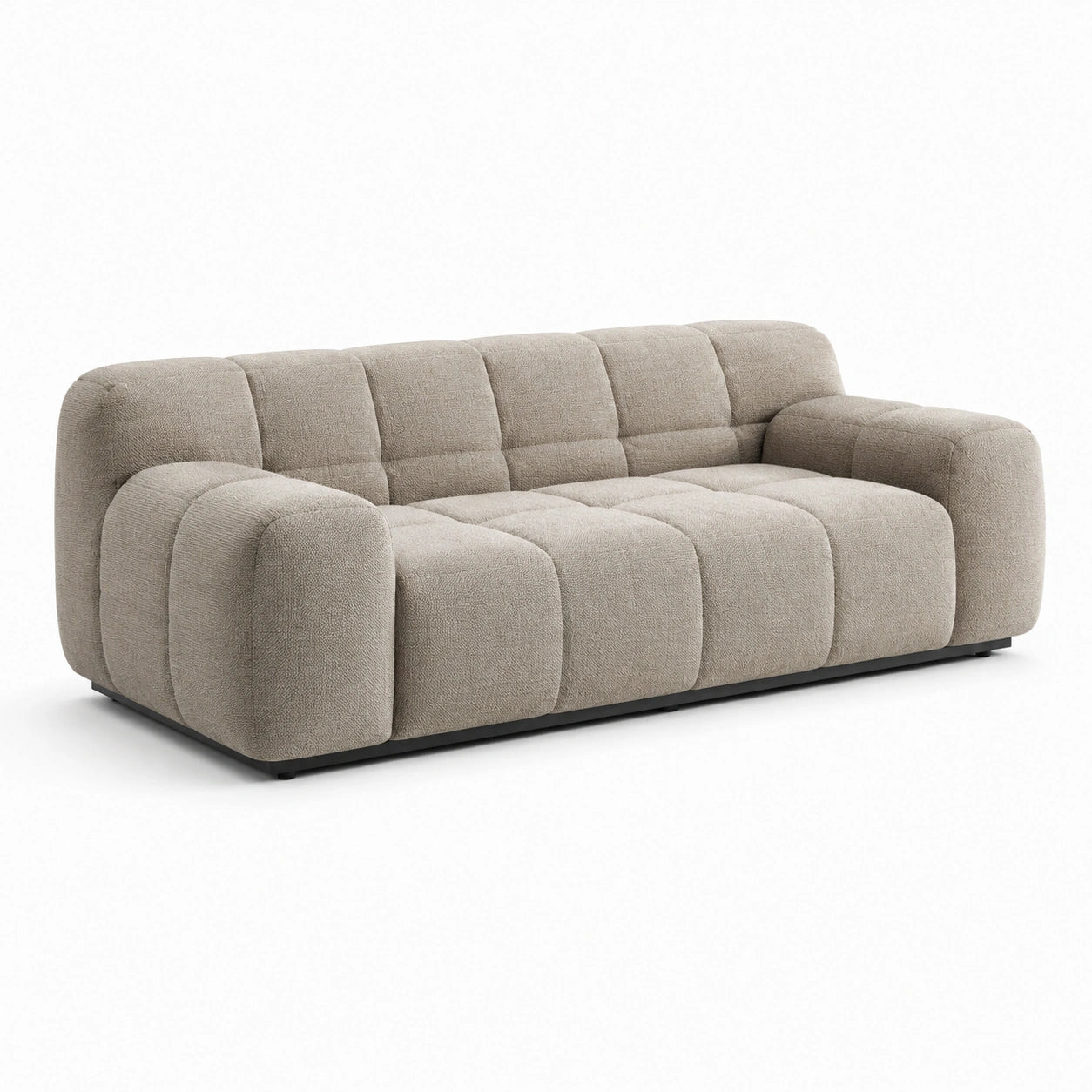 Sofá de tela de poliéster beige 3 plazas 220x95x80 cm