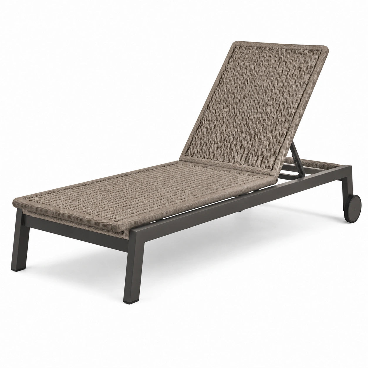 Tumbona de jardín de aluminio con ratán sintético ajustable beige