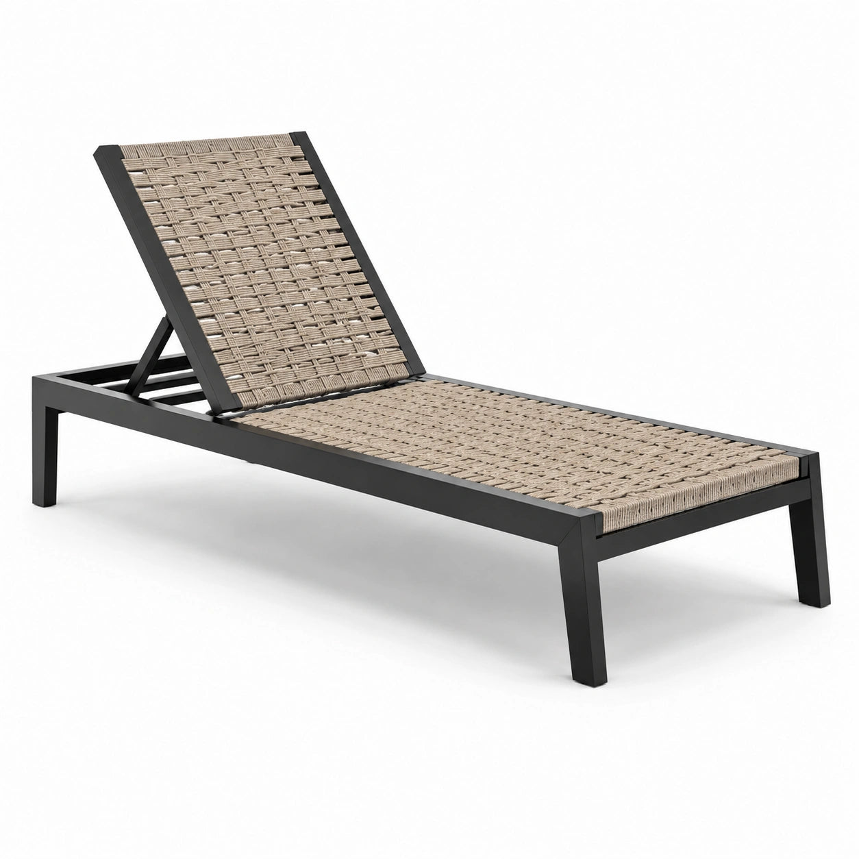 Tumbona de aluminio y ratán sintético 200x65x30 cm negro/beige