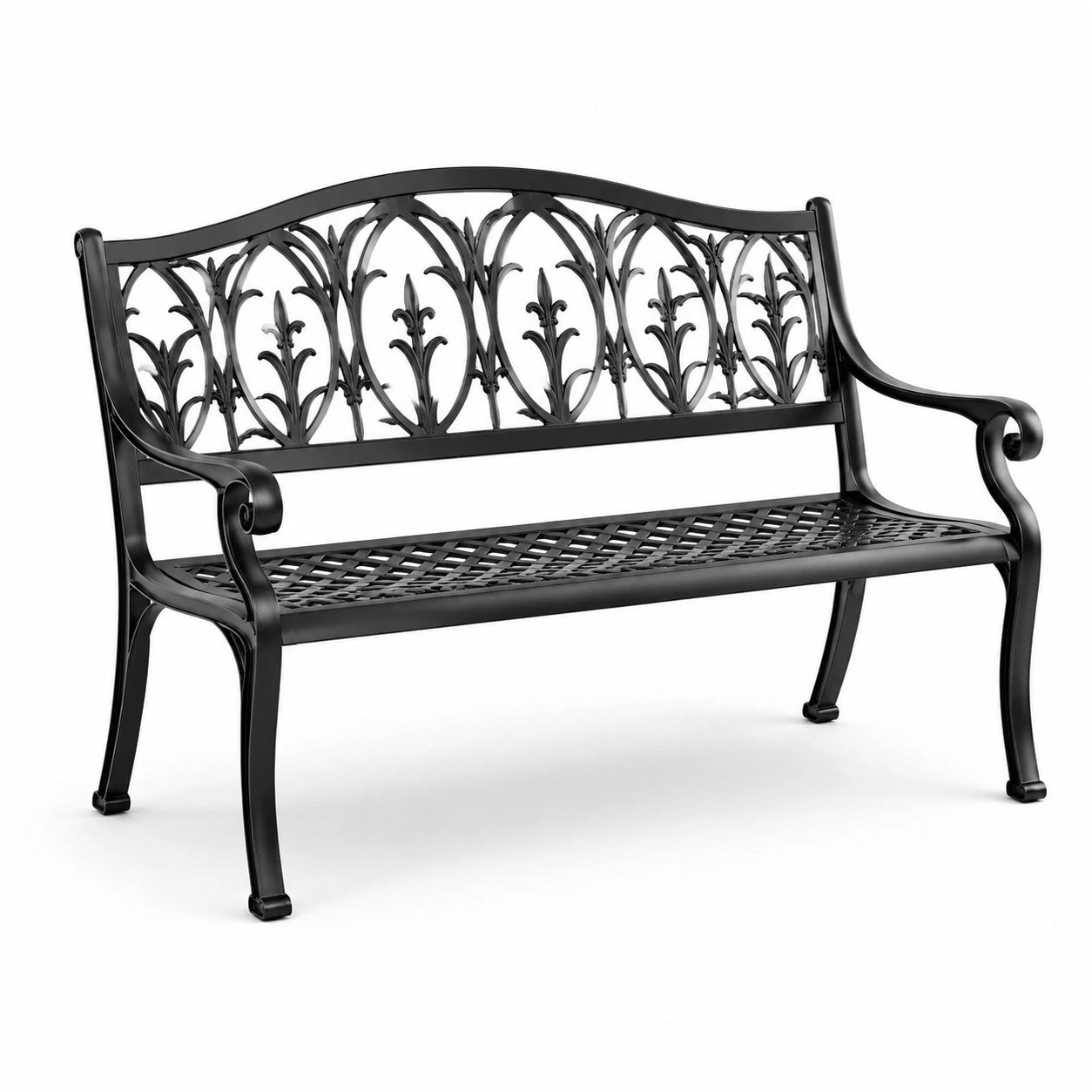 Banco de jardín de aluminio fundido negro