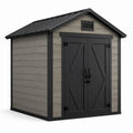Cobertizo de Jardín de Resina 200x200x220cm Puerta Doble Gris/Negro