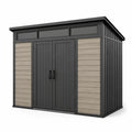 Cobertizo de jardín de resina y acero 215x130x220 cm gris/antracita
