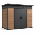 Cobertizo de acero y madera 250x130x180cm doble puerta color gris y madera