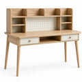 Escritorio de madera de roble con estantes y cajones 120x60x75 cm