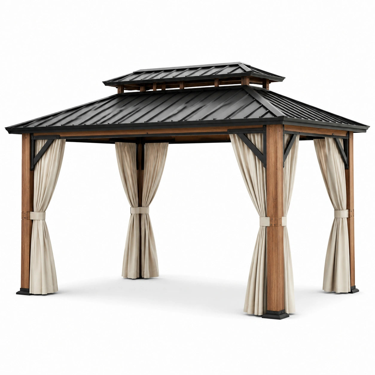 Pabellón de Madera y Metal con Cortinas 300x400x260 cm